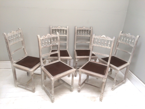 set of 6 french antique dining chairs